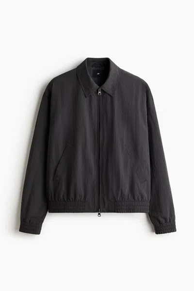 H&m Bomber Jacket With Collar In Gray