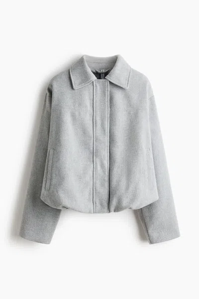H&m Bomber Jacket With Collar In Gray