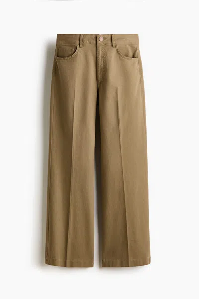 H&m Bootcut Cotton Canvas Pants In Khaki Green