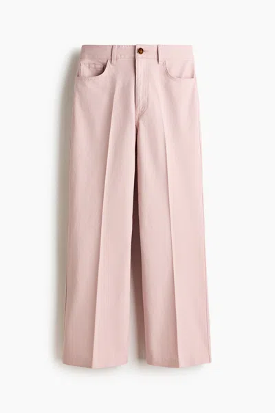 H&m Bootcut Cotton Canvas Pants In Light Pink