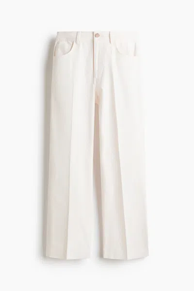 H&m Bootcut Cotton Canvas Pants In White