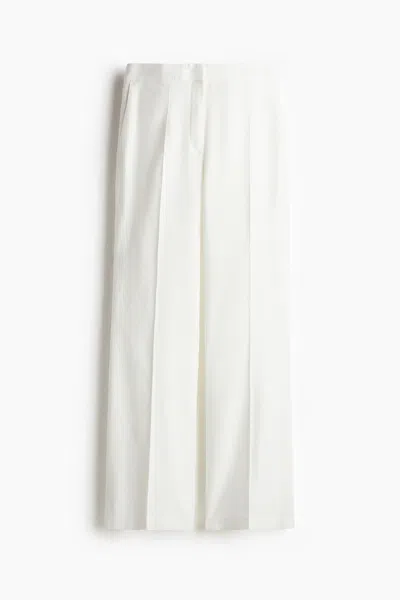 H&m Bootcut Linen-blend Pants In White