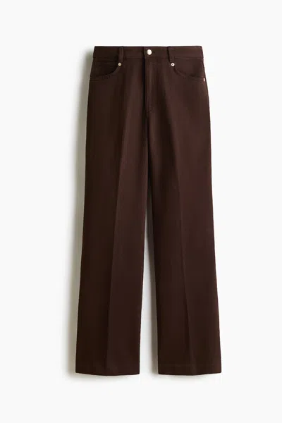 H&m Bootcut Twill Pants In Dark Brown
