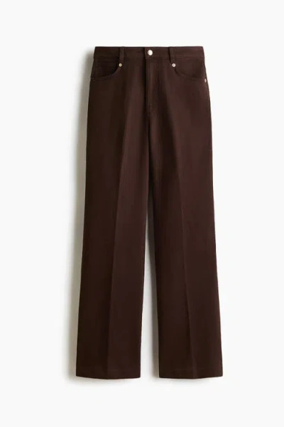 H&m Bootcut Twill Trousers In Brown