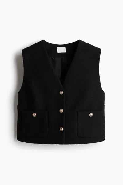 H&m Bouclé Vest In Black