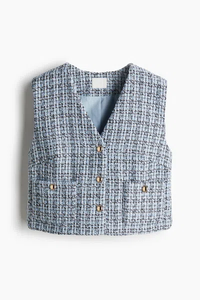 H&m Bouclé Vest In Blue