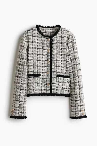 H&m Bouclé-knit Jacket With Fringe In Multi