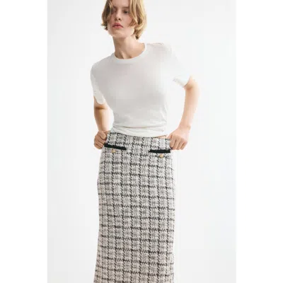 H&m Bouclé-knit Skirt With Fringe In White