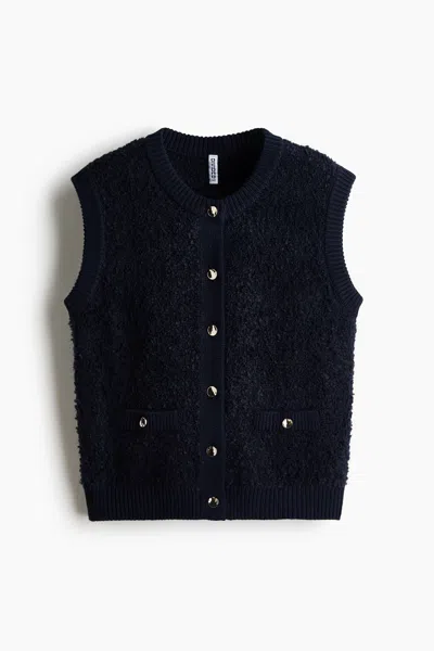 H&m Bouclé-knit Vest In Black