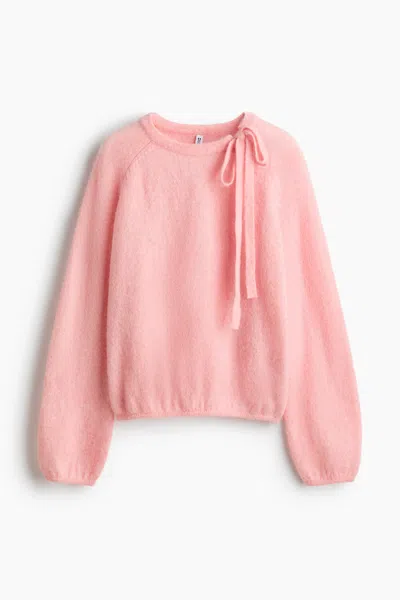 H&m Bow-collar Sweater In Pink