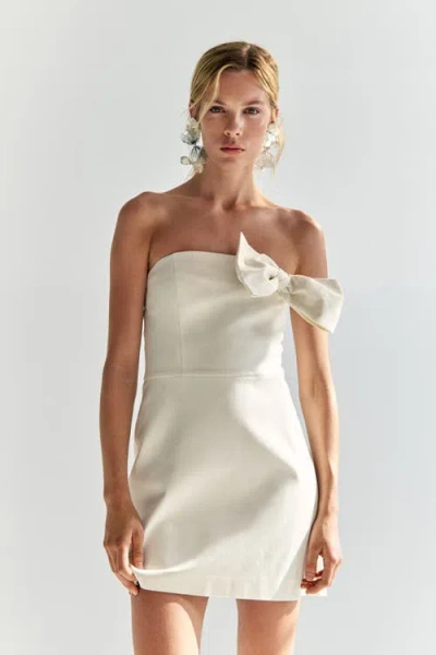 H&m Bow-detail Bandeau Dress In White