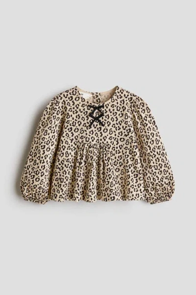 H&m Kids'  Bow-detail Crinkled Blouse In Animal Print