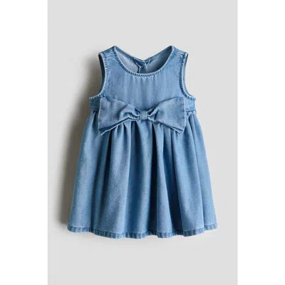 H&m Babies'  Bow-detail Denim Dress In Brown