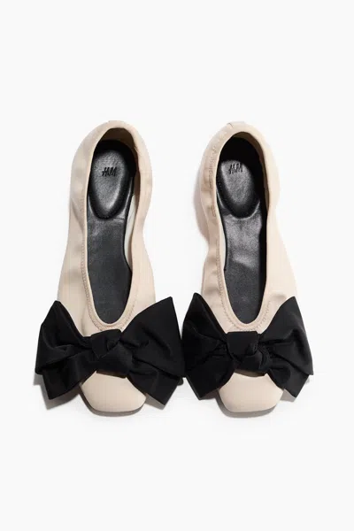H&m Bow-detail Flats In White