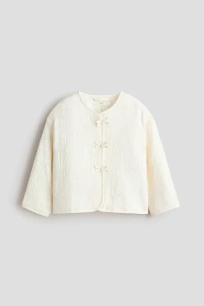 H&m Kids'  Bow-detail Muslin Jacket In White