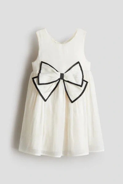 H&m Kids'  Bow-detail Organza Dress In Silver