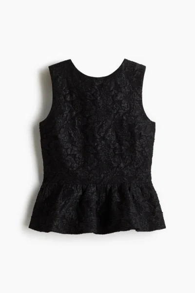 H&m Bow-detail Peplum Top In Black