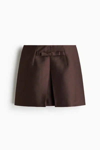 H&m Bow-front Mini Skirt In Brown