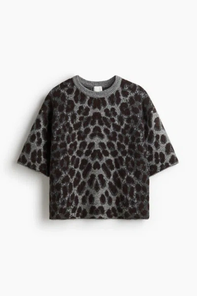 H&m Boxy Jacquard-knit Jumper In Black