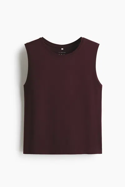 H&m Boxy Sports Tank Top With Drymove In Brown