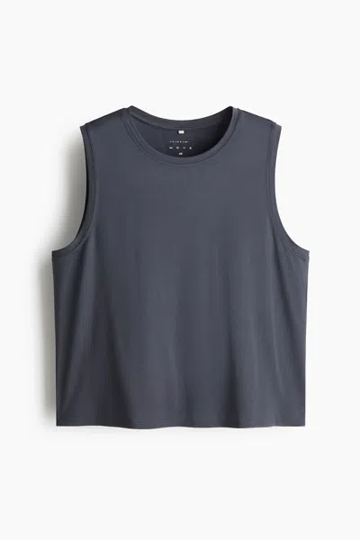 H&m Boxy Sports Tank Top With Drymove In Black