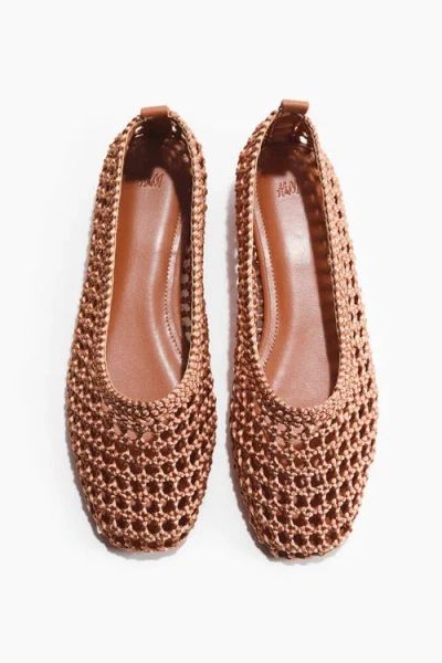 H&m Braided Ballet Pumps In Animal Print