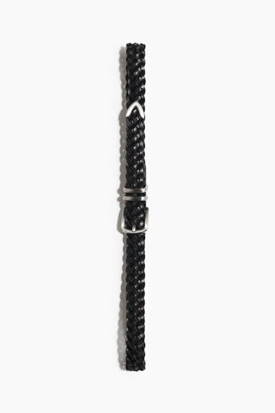 H&m Braided Leather Belt In Black