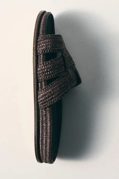 H&m Braided Straw Sandals In Brown