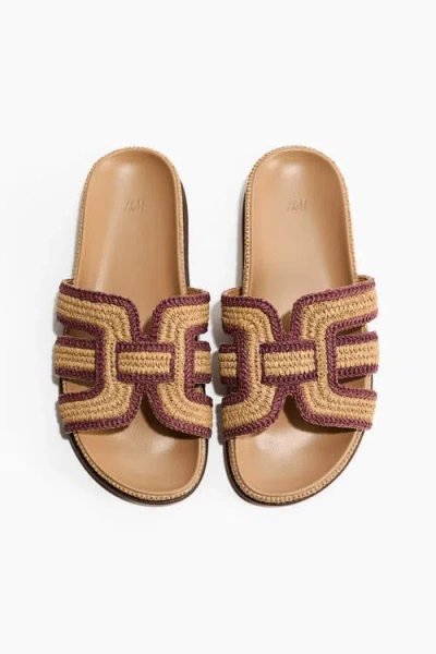 H&m Braided Straw Sandals In Brown