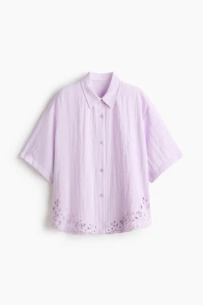 H&m Broderie Anglaise Beach Shirt In Purple