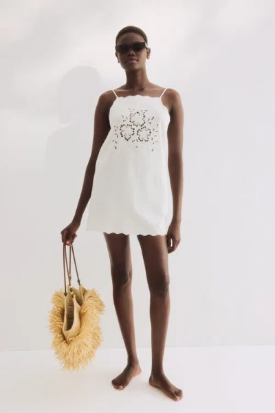 H&m Broderie Anglaise Cotton Beach Dress In White