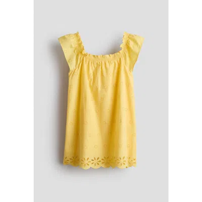 H&m Kids'  Broderie Anglaise Cotton Dress In Yellow