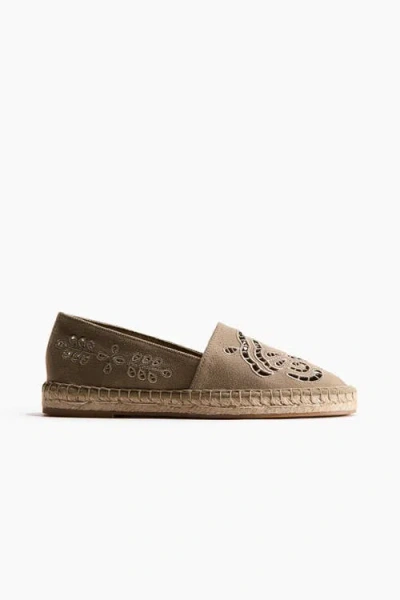 H&m Broderie Anglaise Espadrilles In Neutral
