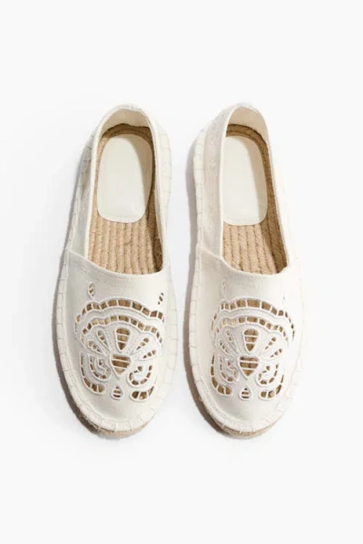 H&m Broderie Anglaise Espadrilles In White