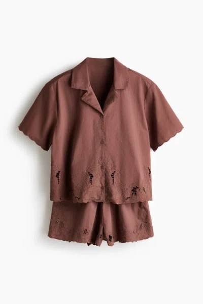 H&m Broderie Anglaise Pyjamas In Brown