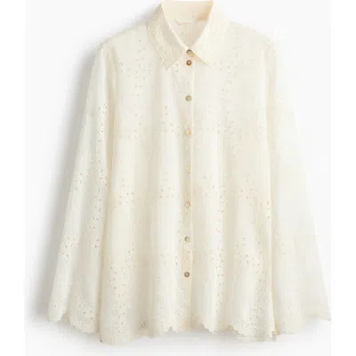 H&m Broderie Anglaise Shirt In White
