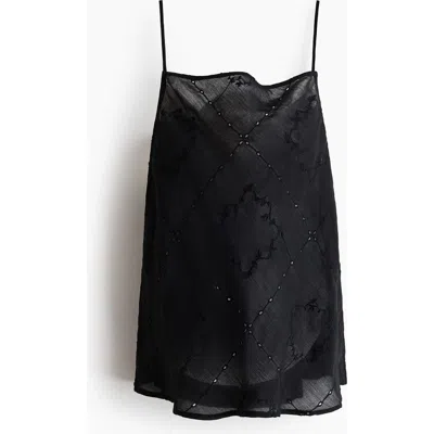 H&m Broderie Anglaise Strappy Top In Black