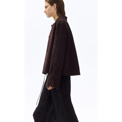 H&m Broderie Anglaise Twill Jacket In Brown