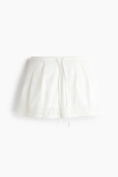 H&m Broderie-anglaise Cotton Shorts In Metallic