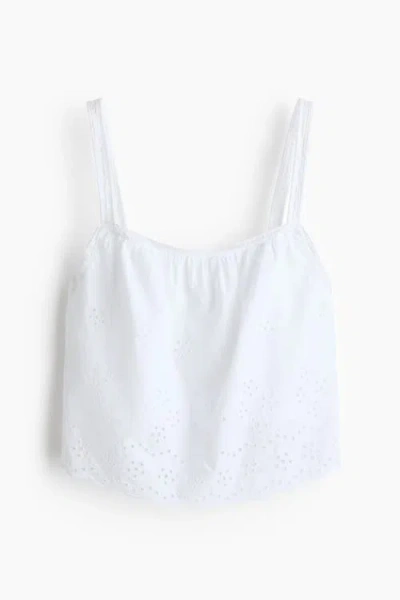H&m Broderie-anglaise Cotton Top In White