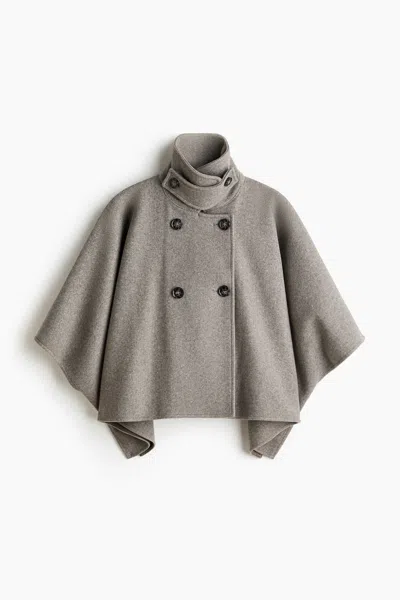 H&m Brushed Cape Jacket In Gray