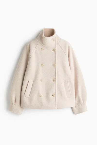 H&m Brushed Funnel-collar Jacket In Neutral