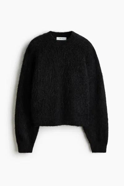 H&m Brushed Mohair-blend Sweater In Black