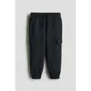 H&m Kids'  Brushed-inside Cargo Joggers In Black