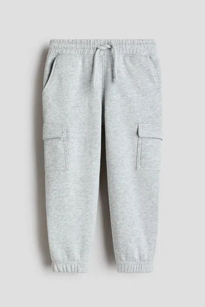 H&m Kids' Brushed-inside Cargo Joggers In Gray