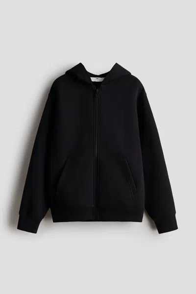 H&m Kids' Brushed-inside Hooded Jacket In Black