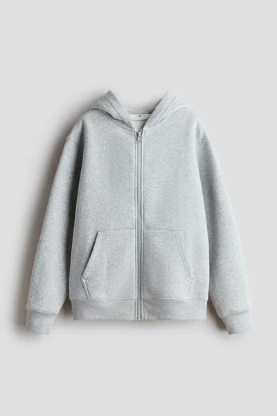 H&m Kids' Brushed-inside Hooded Jacket In Gray