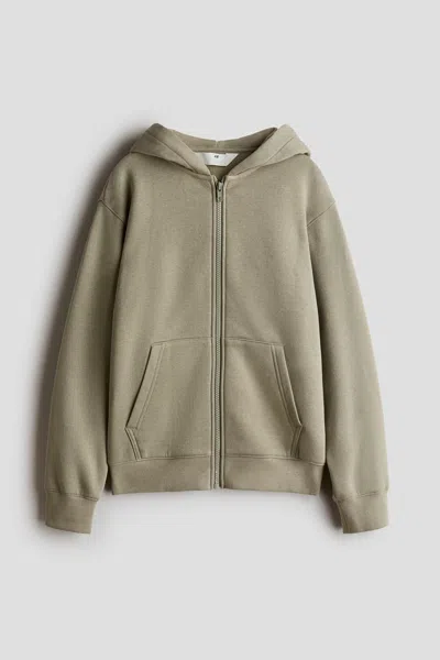 H&m Kids' Brushed-inside Hooded Jacket In Green