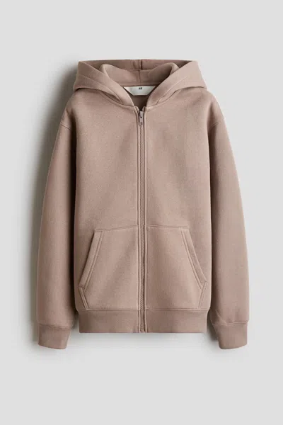 H&m Kids' Brushed-inside Hooded Jacket In Neutral