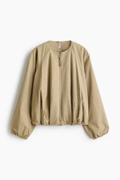 H&m Bubble-hem Bomber Jacket In Neutral